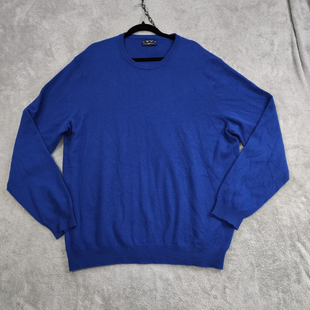 Club Room 2-Ply‎ 100% Cashmere V-Neck Sweater Size XL* Men's Navy Blue Casual